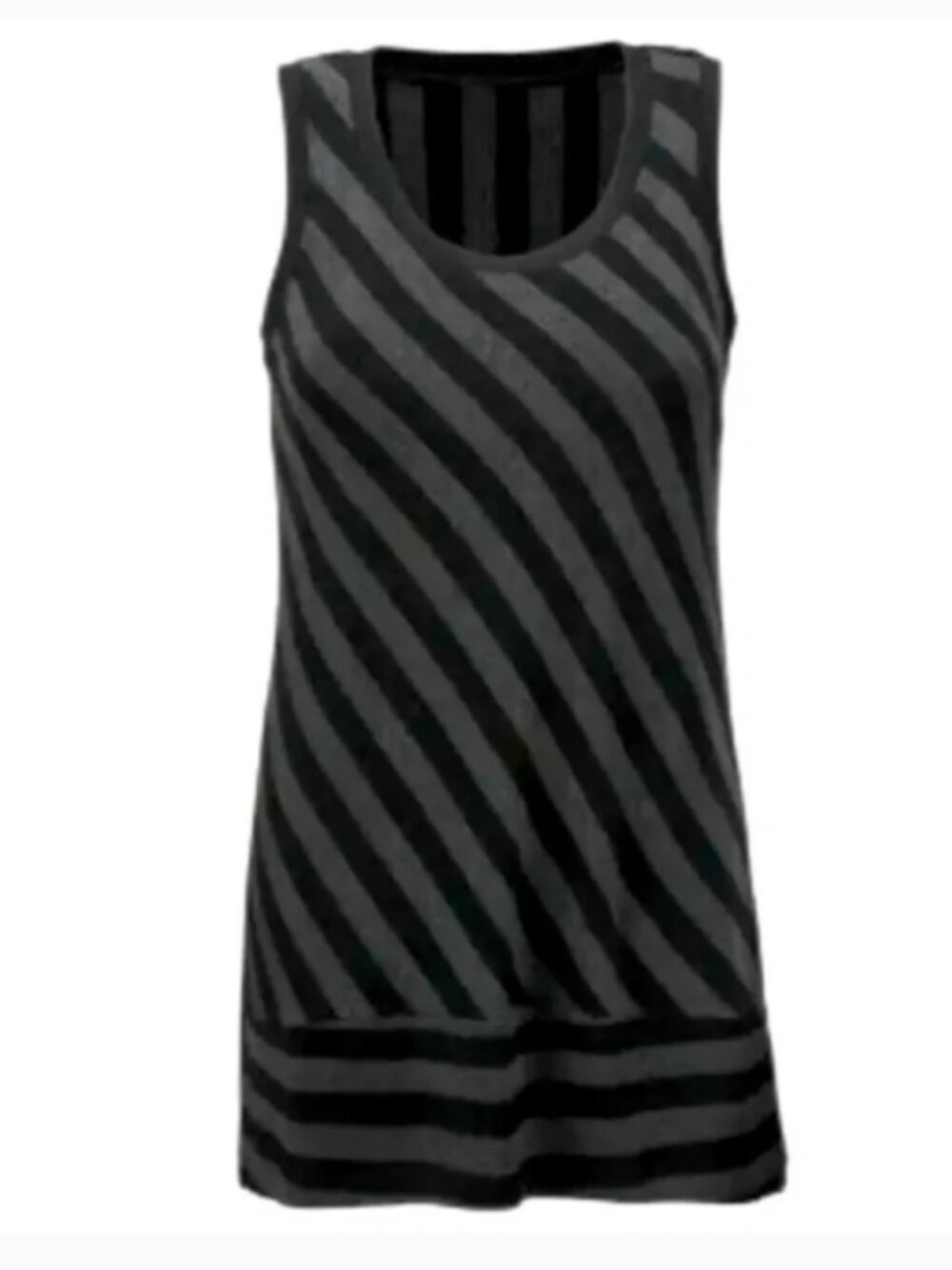 CAbi Women's‎ Align Tank Top Size Medium Light and Dark Grey Stripes #3630